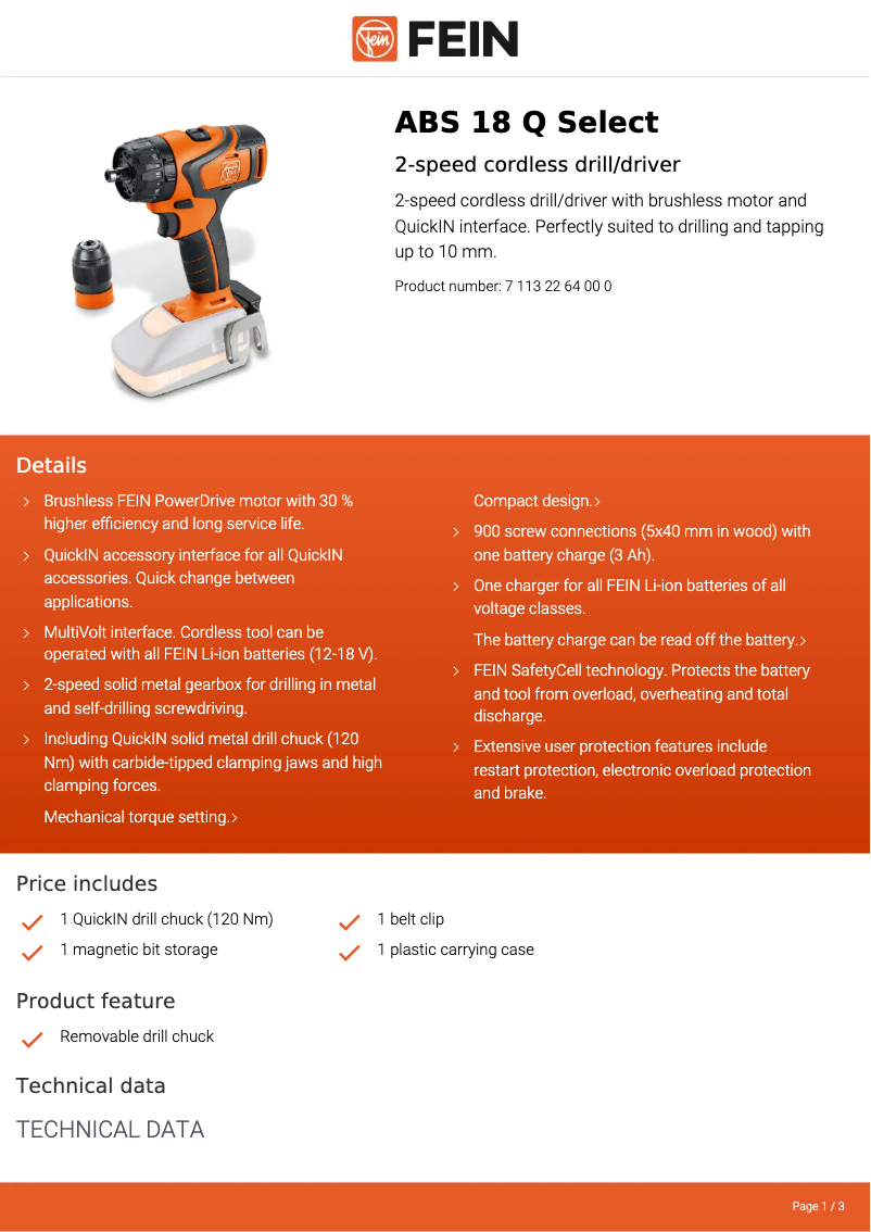 Image de la première page du manuel de l'appareil ABS 18 Q Select