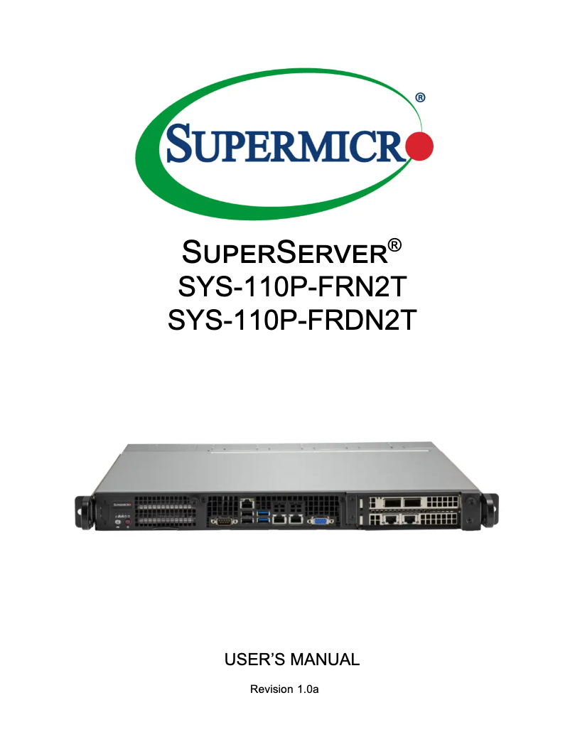 Page 1 de la notice Manuel utilisateur Supermicro SuperServer SYS-110P-FRDN2T