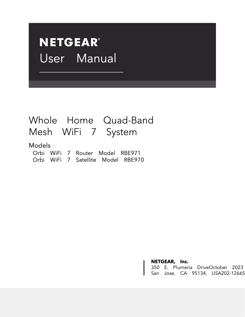 Page 1 de la notice Manuel utilisateur Netgear Orbi RBE971SB