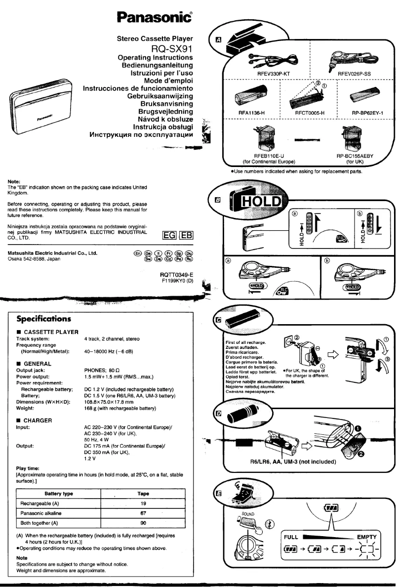 Image de la première page du manuel de l'appareil RQ-SX91