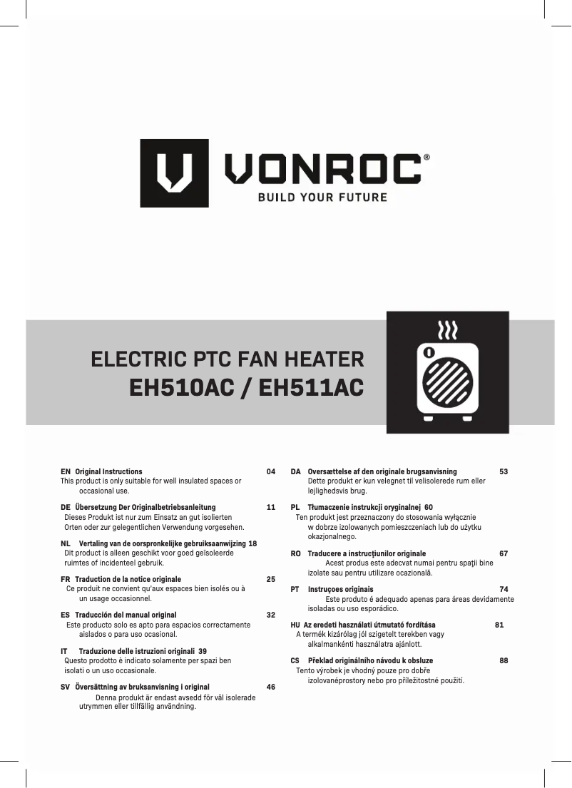 Page n°1 - Manuel utilisateur Vonroc EH510AC