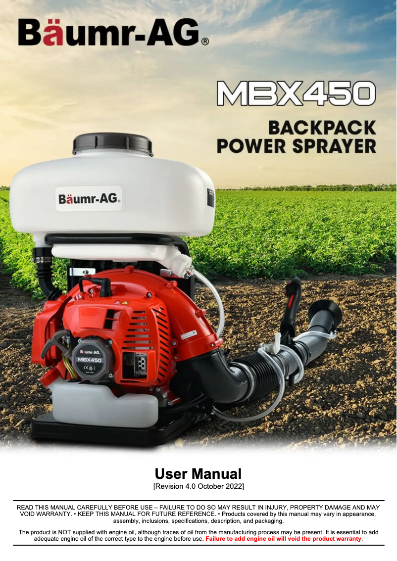 Page n°1 - Manuel utilisateur Baumr-AG MBX450