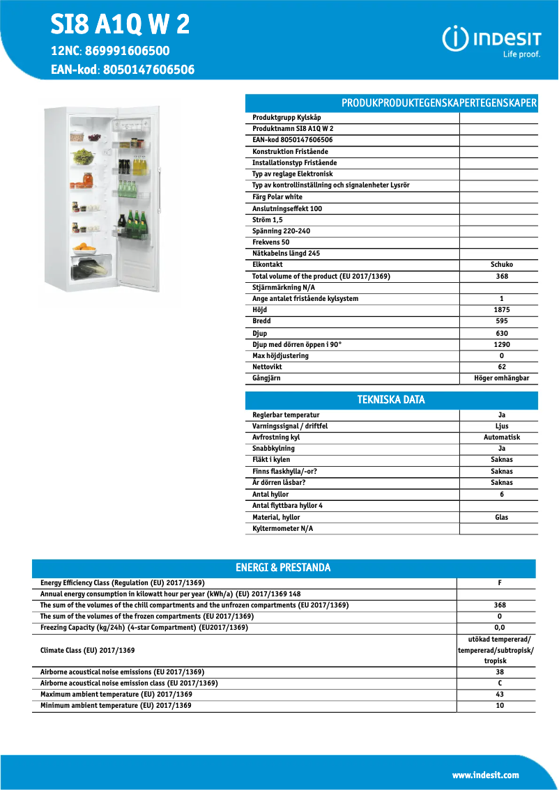 Image de la première page du manuel de l'appareil SI8 A1Q W 2