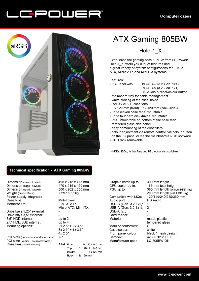 Image de la première page du manuel de l'appareil Gaming 805BW