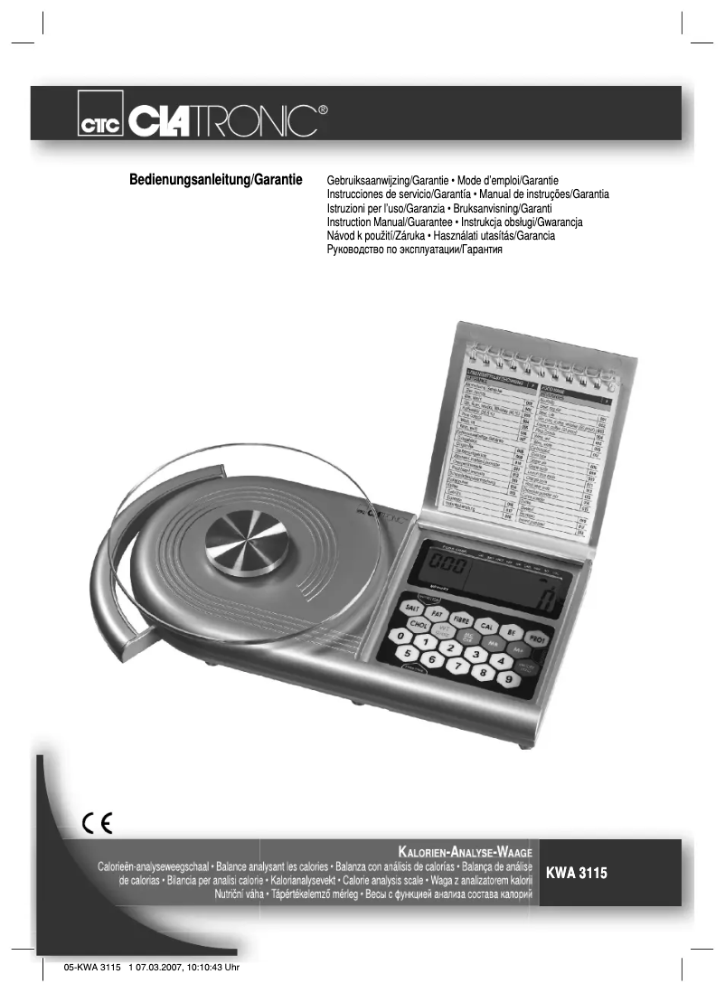 Page 1 de la notice Manuel utilisateur Clatronic KWA 3115