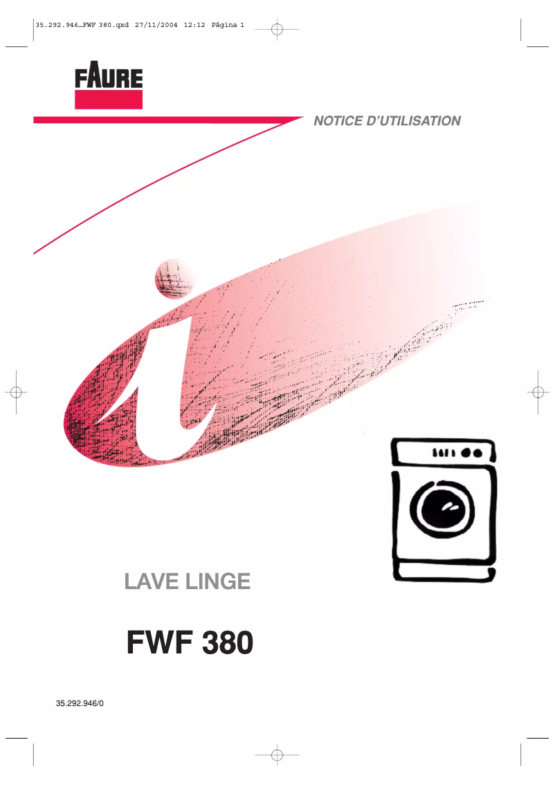 Image de la première page du manuel de l'appareil FWF380