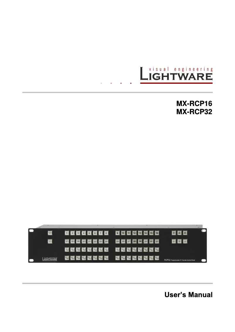 Page n°1 - Manuel utilisateur Lightware MX-RCP16