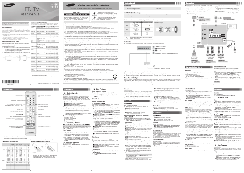 Page 1 de la notice Manuel utilisateur Samsung UN40J5000AF