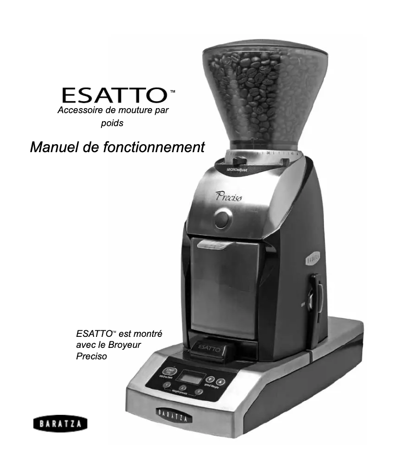 Page n°1 - Manuel utilisateur Baratza ESATTO