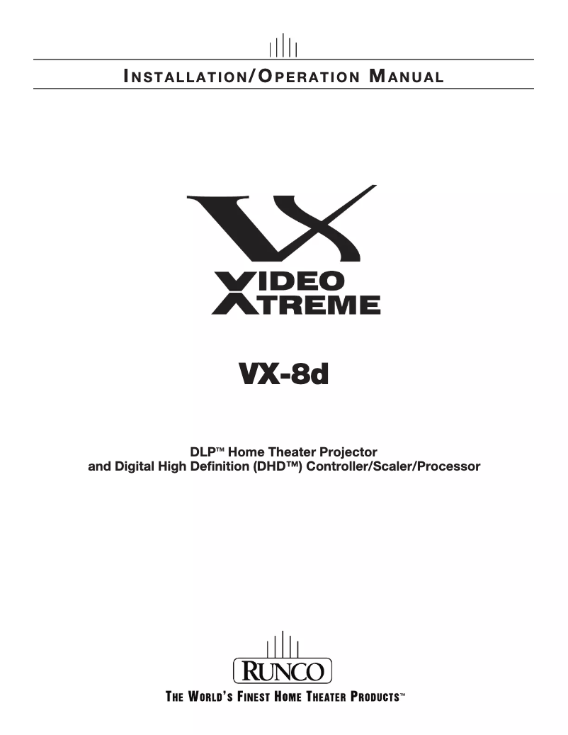 Page 1 de la notice Manuel utilisateur Runco VX-8d