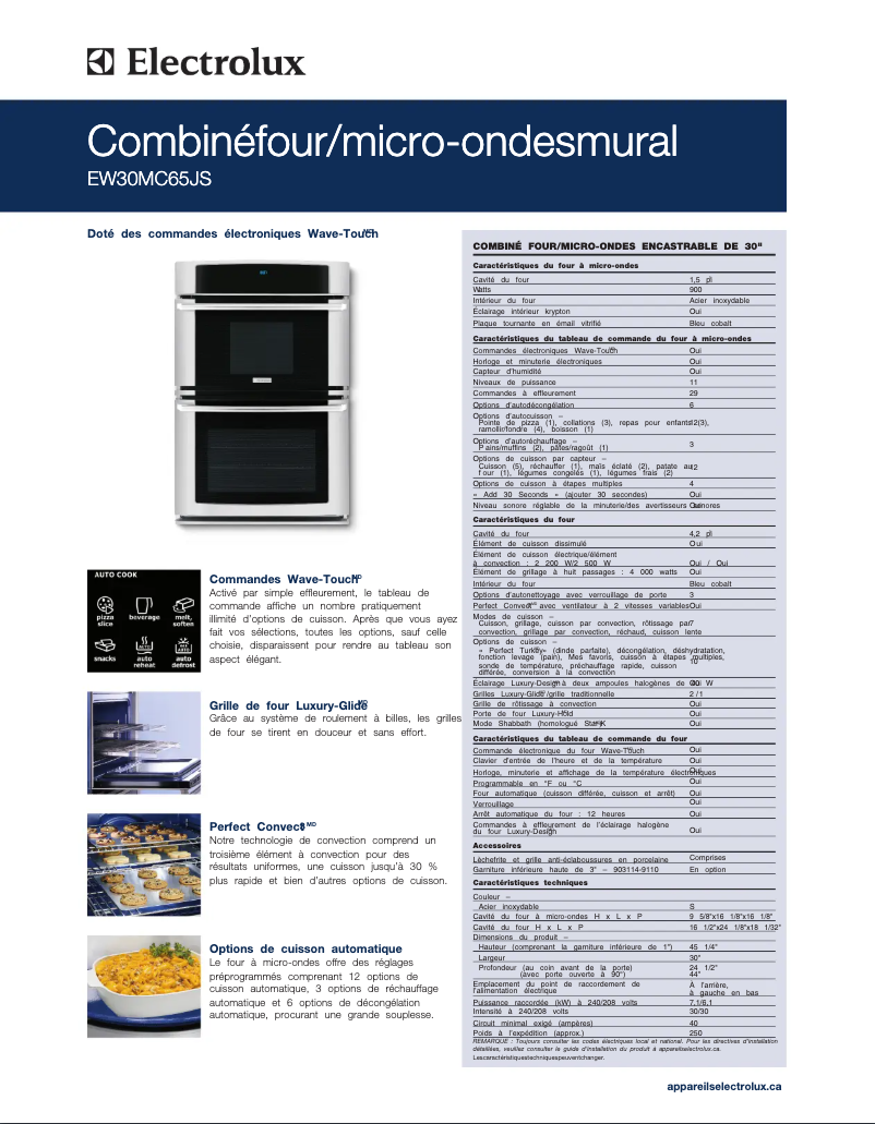 Page n°1 - Fiche technique Electrolux EW30MC65JW