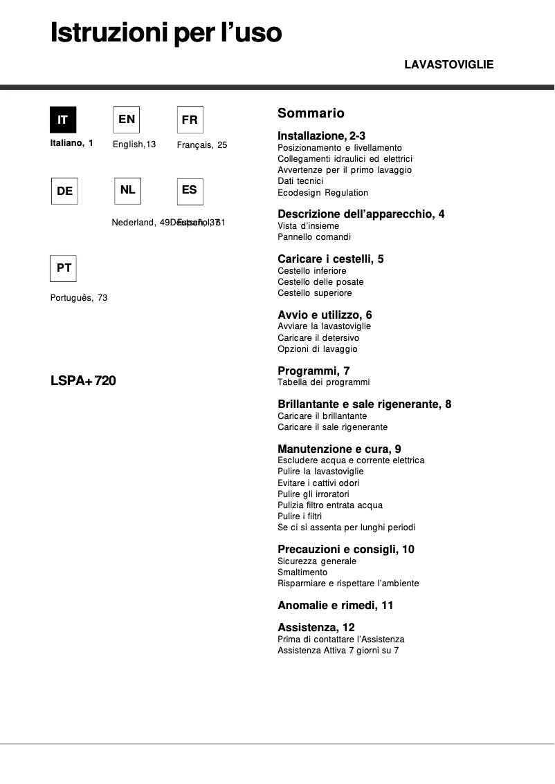 Image de la première page du manuel de l'appareil LSPA+ 720A X