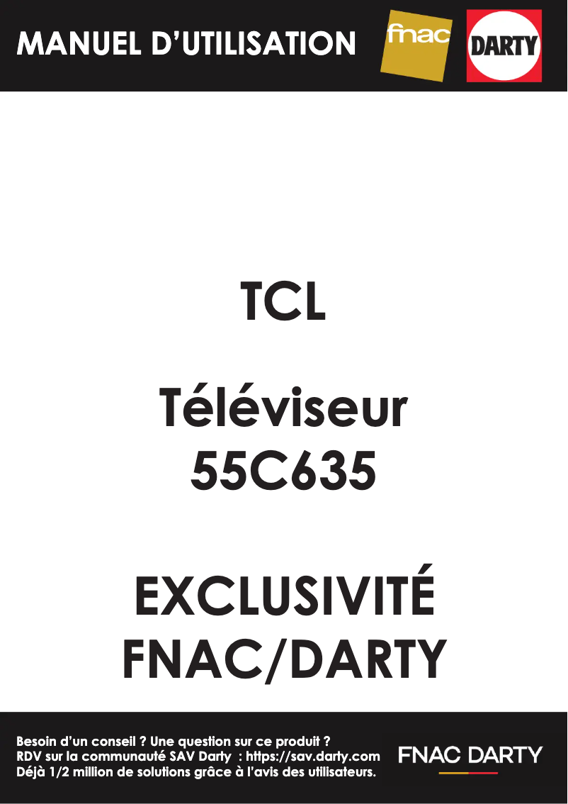 Page 1 de la notice Manuel utilisateur TCL 55C6354K