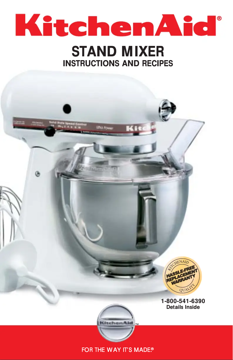 Page 1 de la notice Manuel d'utilisation et d'entretien KitchenAid Artisan KSM150PS