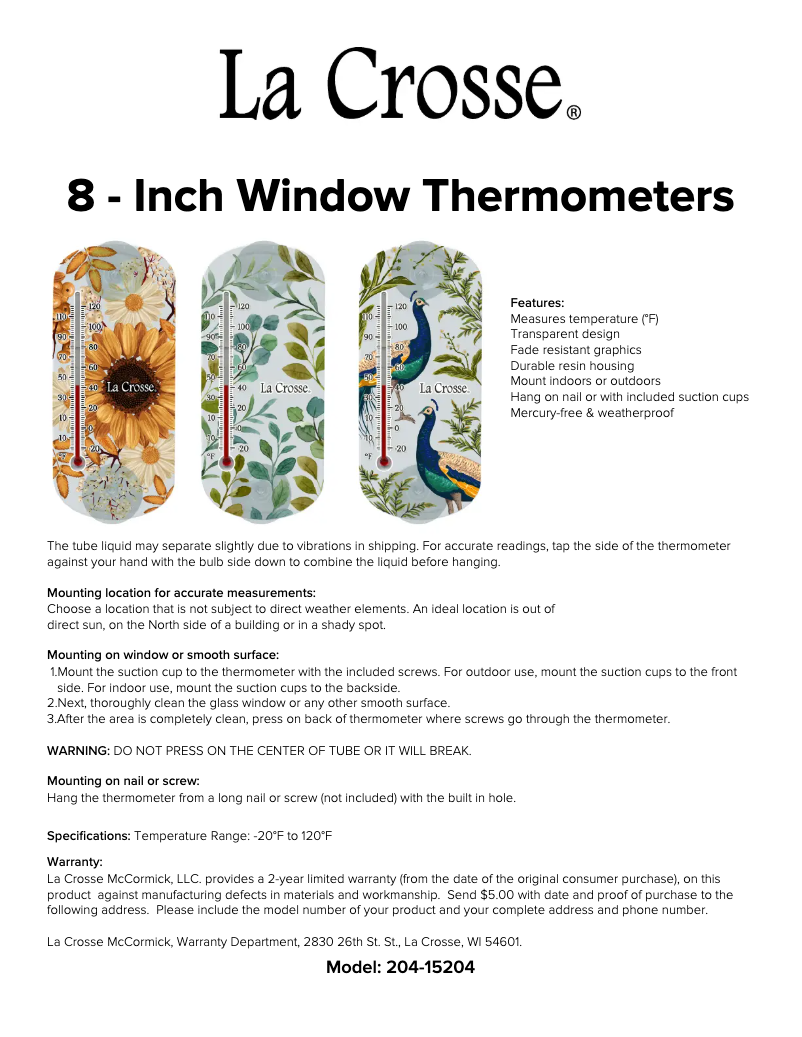 Page 1 de la notice Manuel utilisateur La Crosse Technology 204-1520D