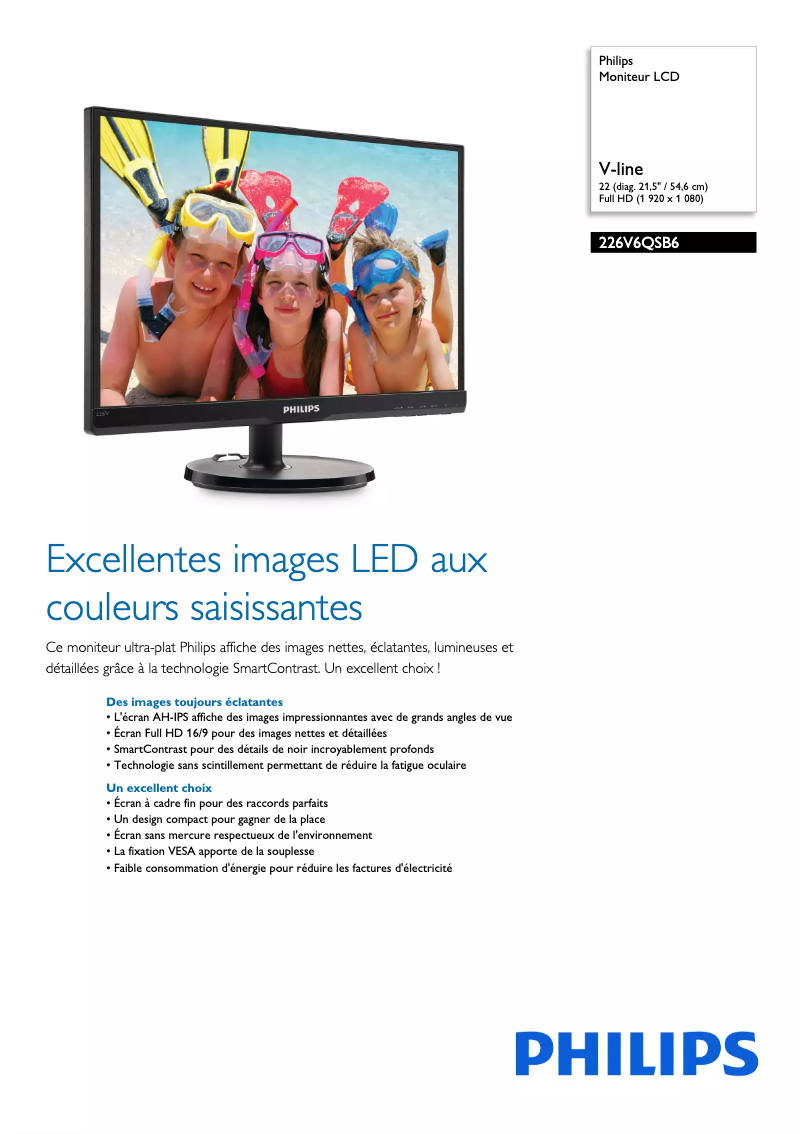 Página 1 del manual Ficha técnica Philips 226V6QSB6