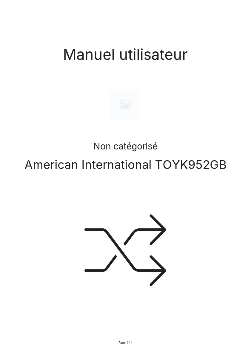 Page n°1 - Manuel utilisateur American International TOYK952GB