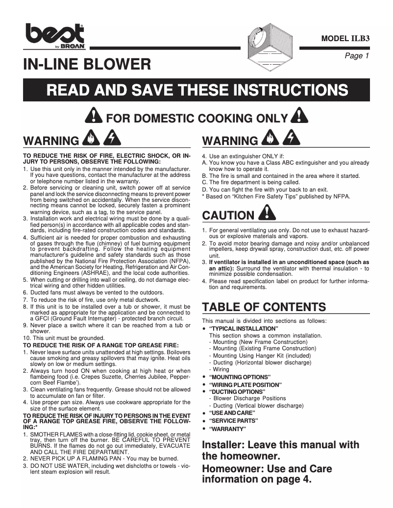 Image de la première page du manuel de l'appareil ILB3