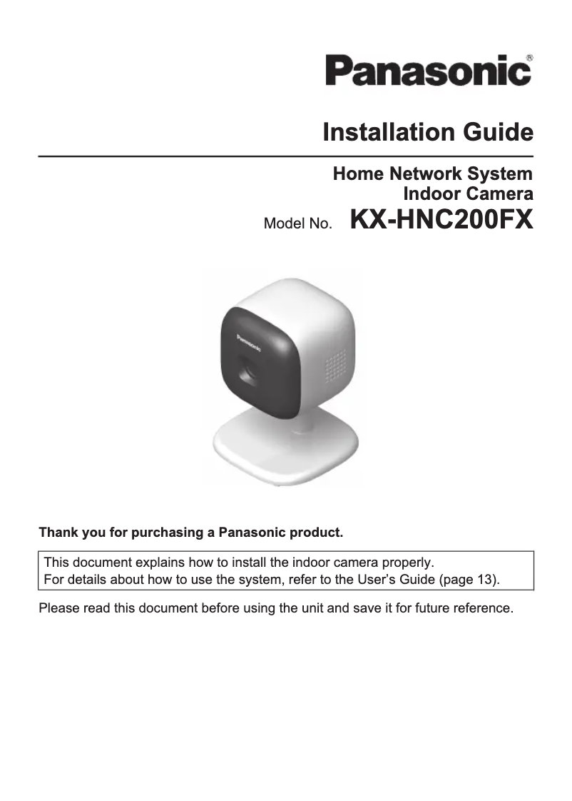 Image de la première page du manuel de l'appareil KX-HNC200FX