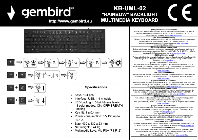 Page 1 de la notice Manuel utilisateur Gembird KB-UML-02