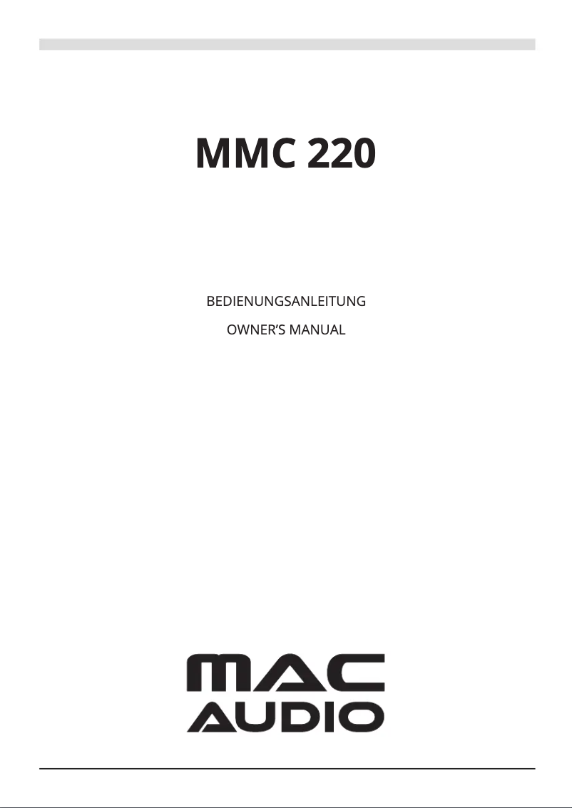 Page n°1 - Manuel utilisateur Mac Audio MMC 220