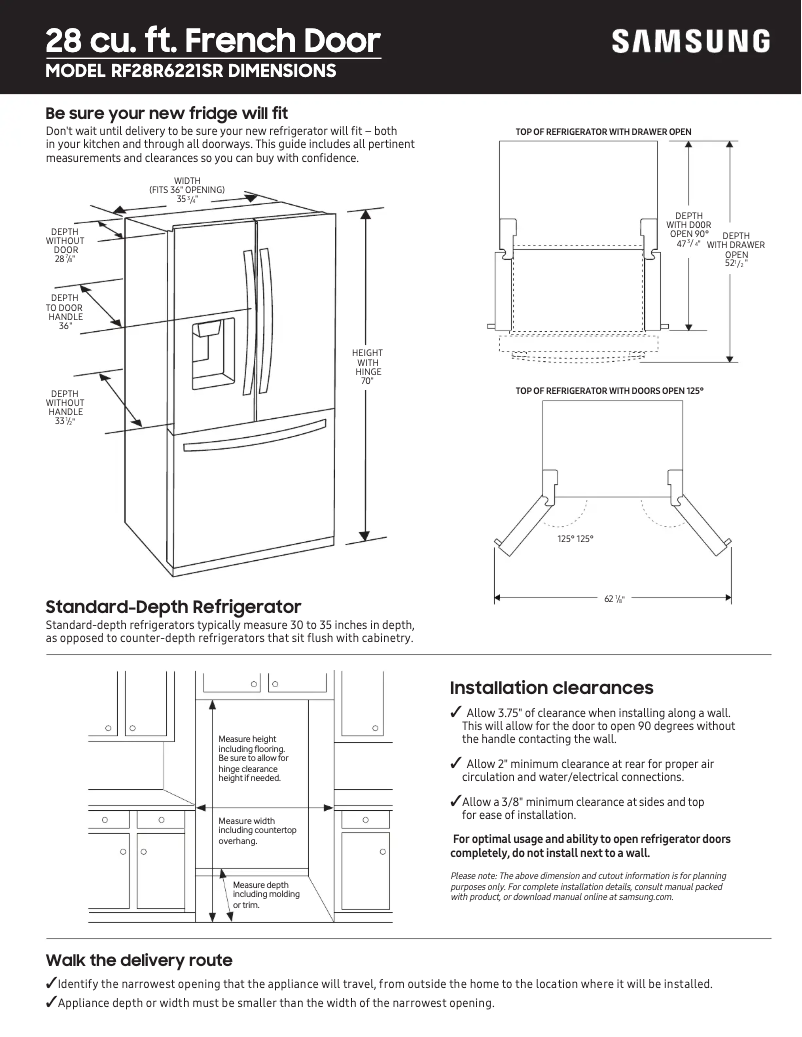 Image de la première page du manuel de l'appareil RF28R6221SR