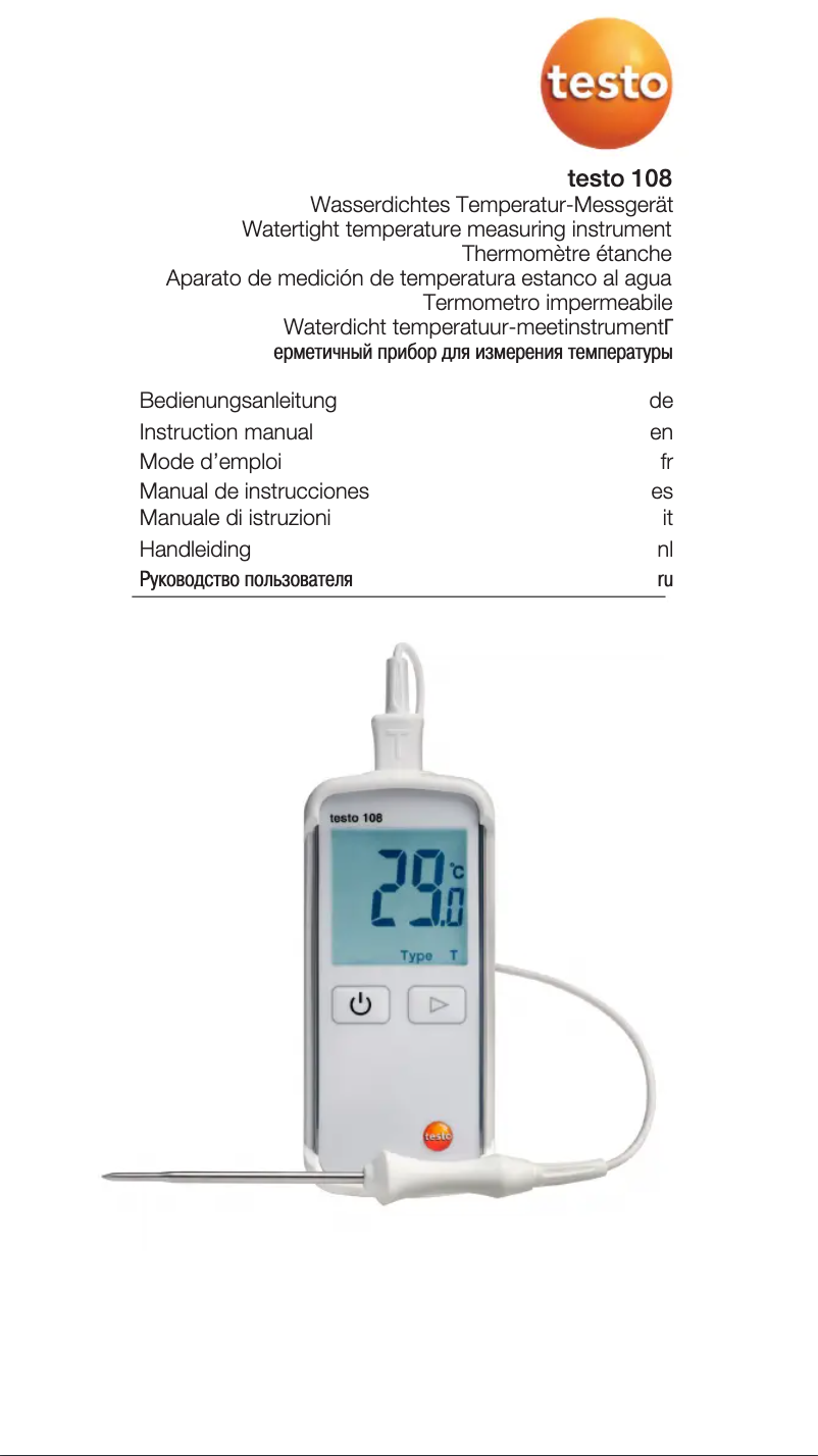 Page n°1 - Manuel utilisateur Testo 108
