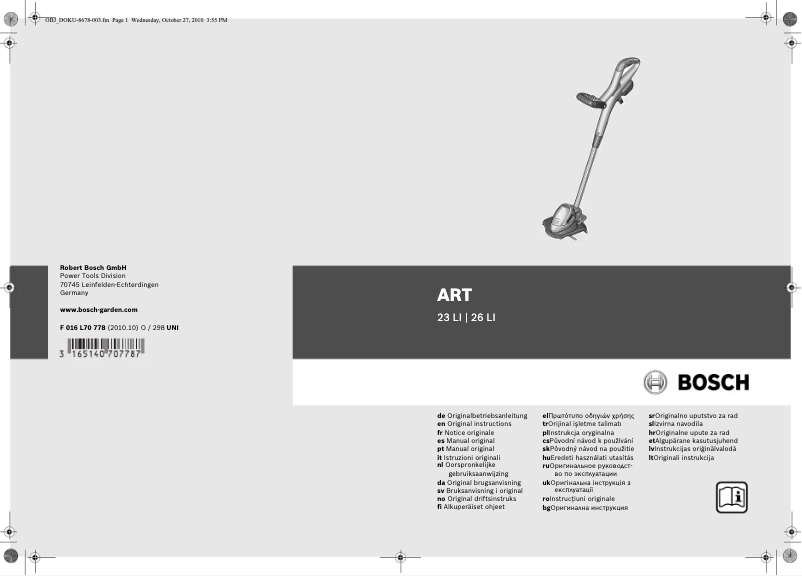 Image de la première page du manuel de l'appareil ART 26 Easytrim