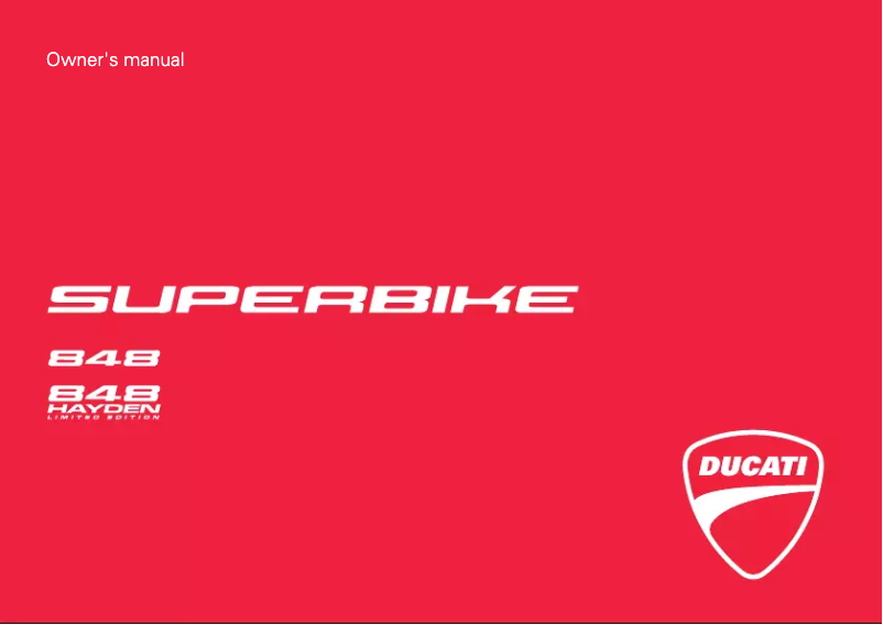 Page 1 de la notice Manuel utilisateur Ducati 848 Hayden (2010)