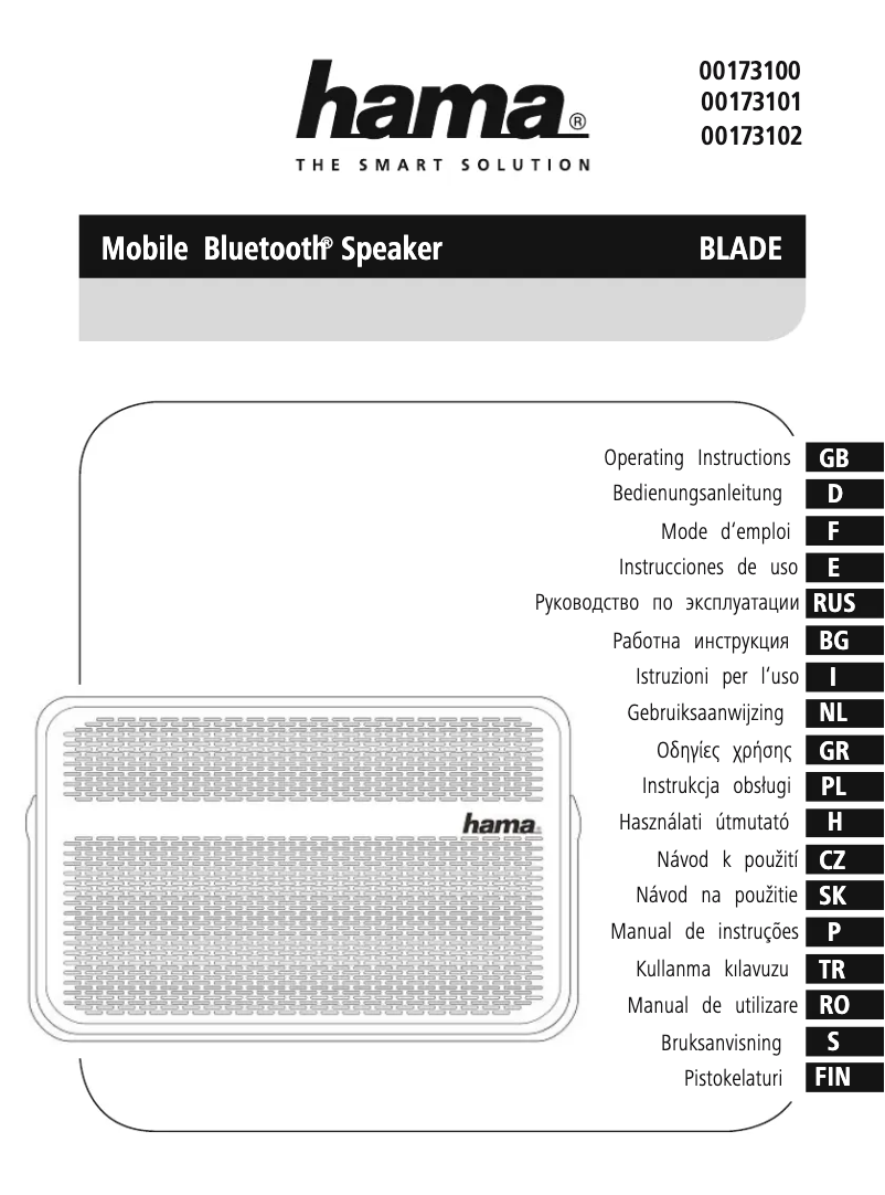 Page 1 de la notice Manuel utilisateur Hama Blade