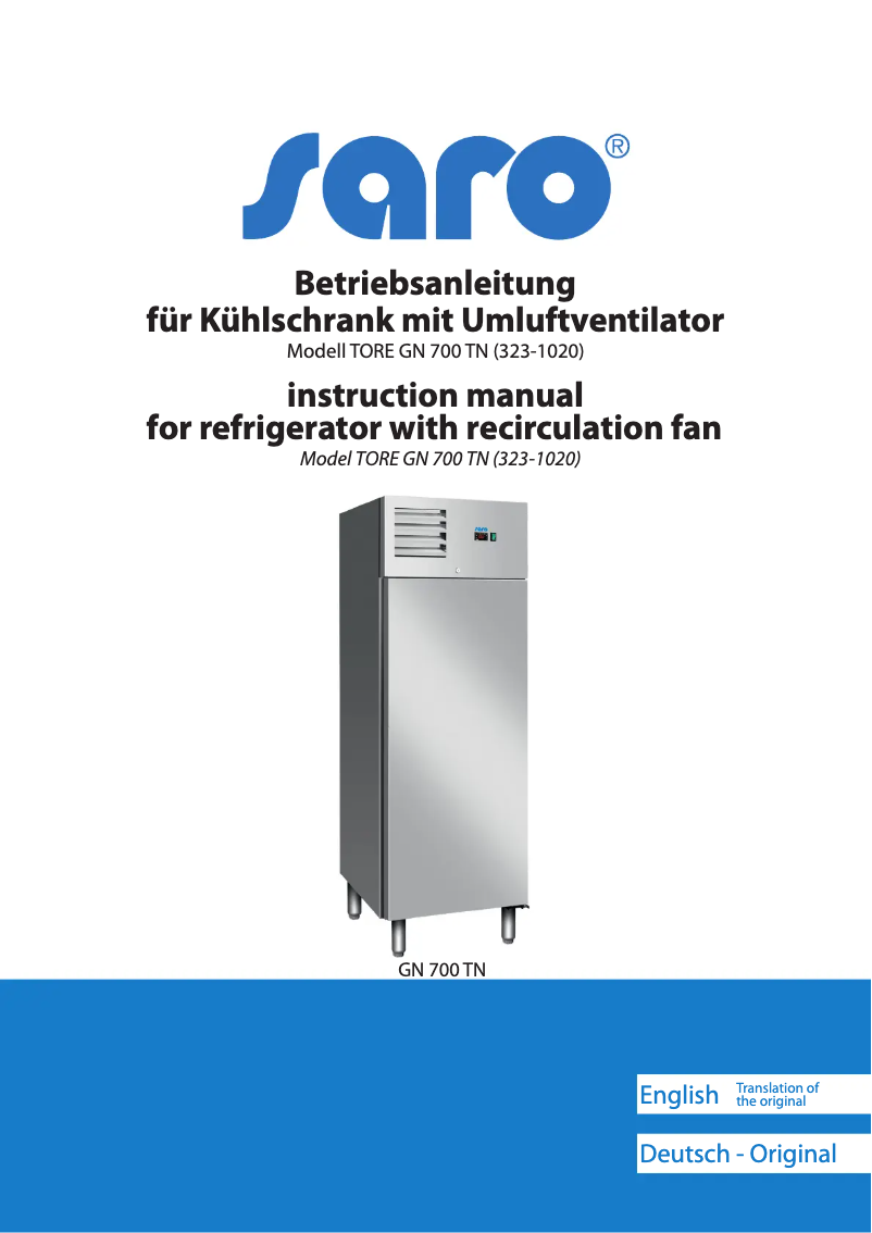 Page n°1 - Manuel utilisateur Saro TORE GN 700