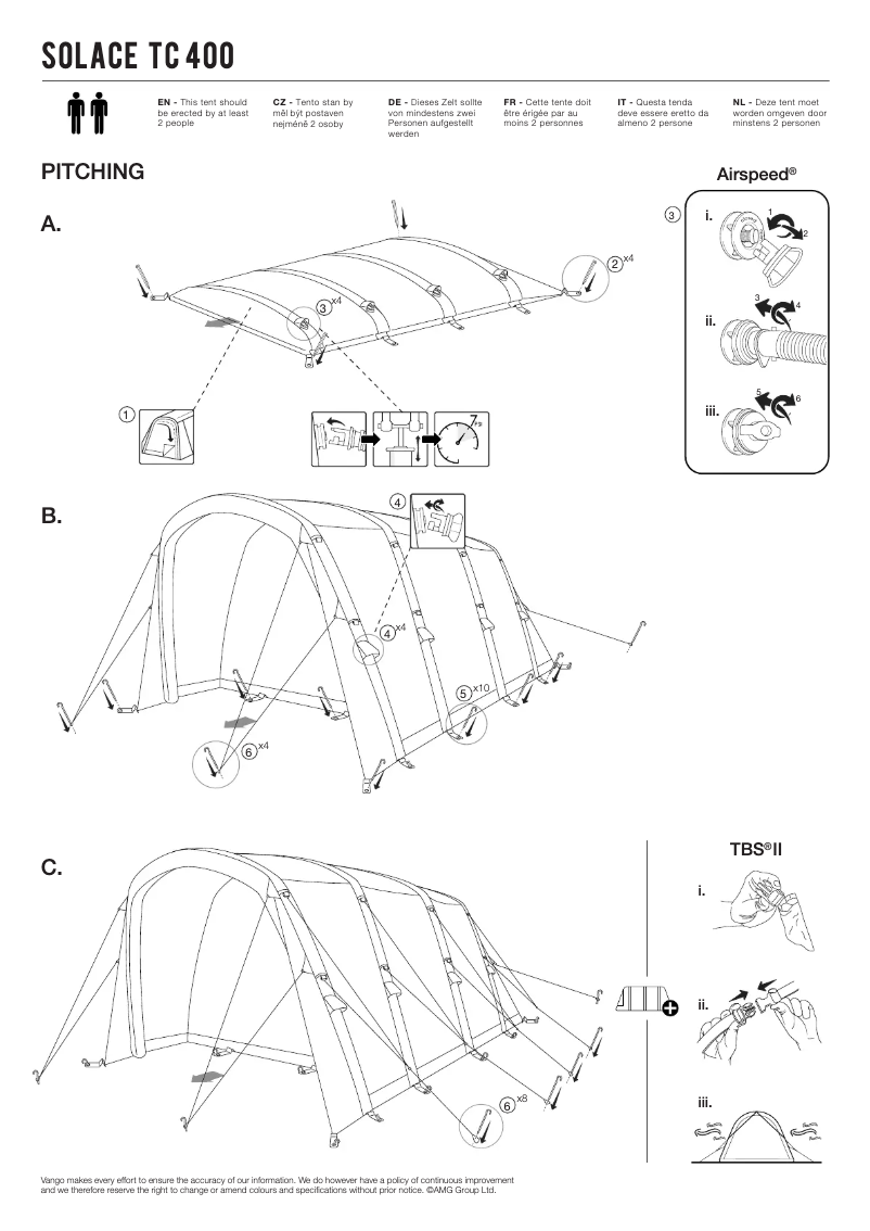 Imagen de la primera página del manual del dispositivo Solace Air TC 400