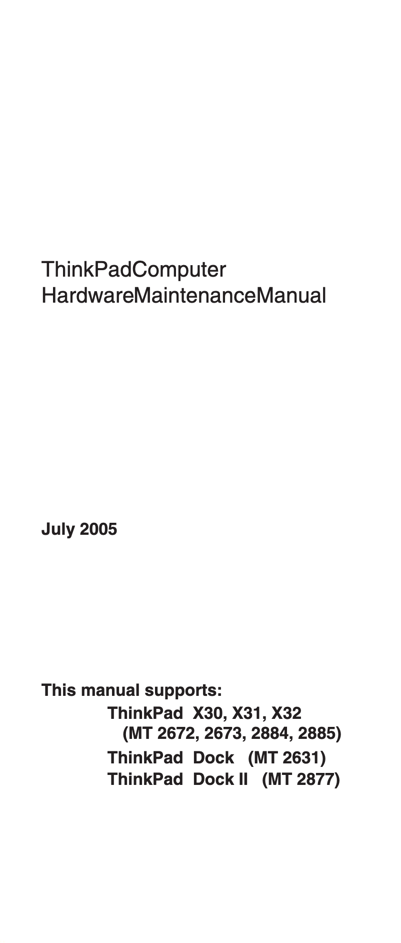 Image de la première page du manuel de l'appareil ThinkPad X30