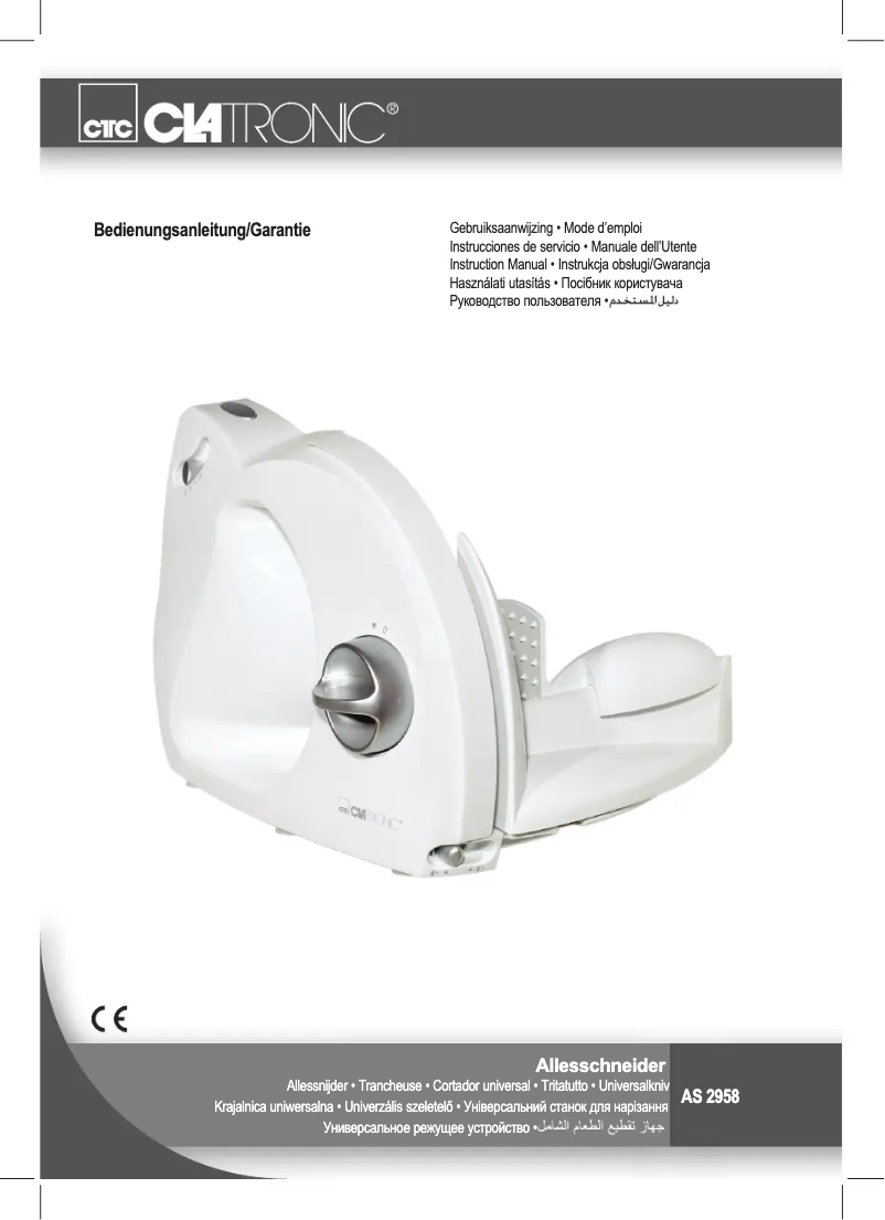 Page 1 de la notice Manuel utilisateur Clatronic AS 2958