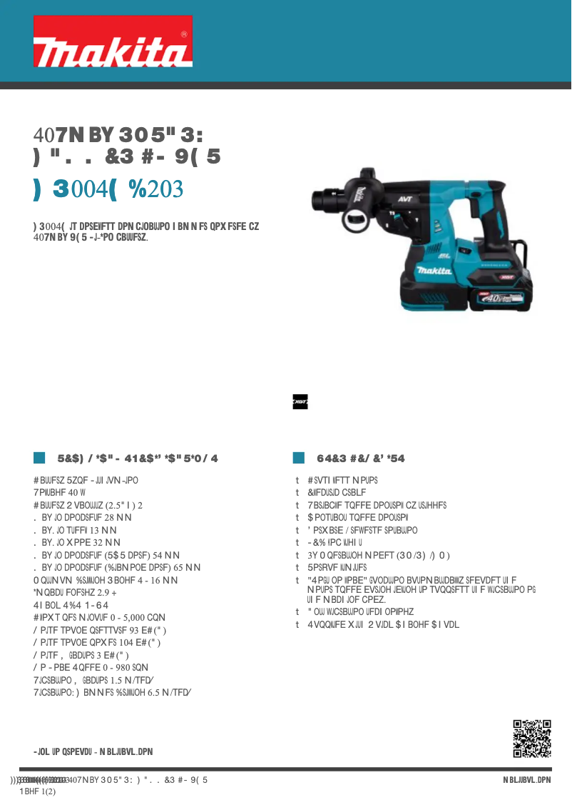 Page n°1 - Fiche technique Makita HR004GD203