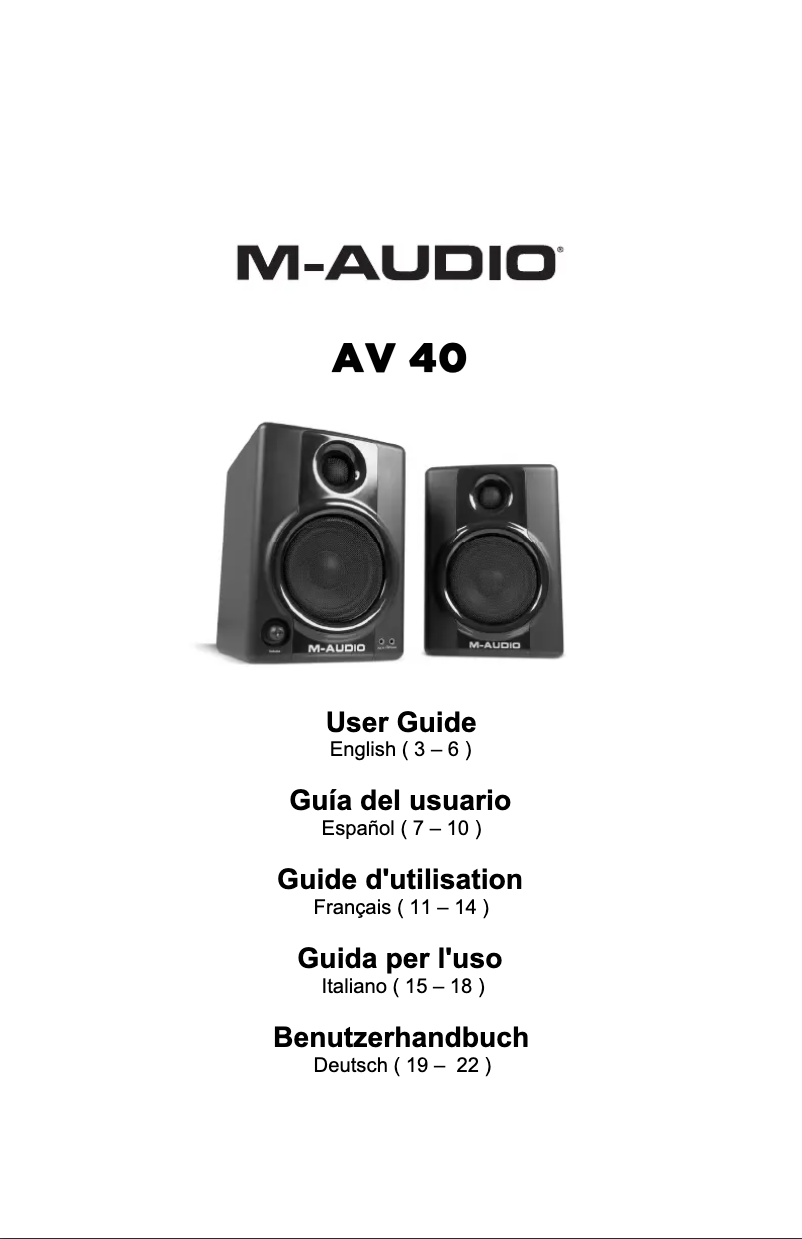 Page 1 de la notice Manuel utilisateur M-Audio Studiophile AV40