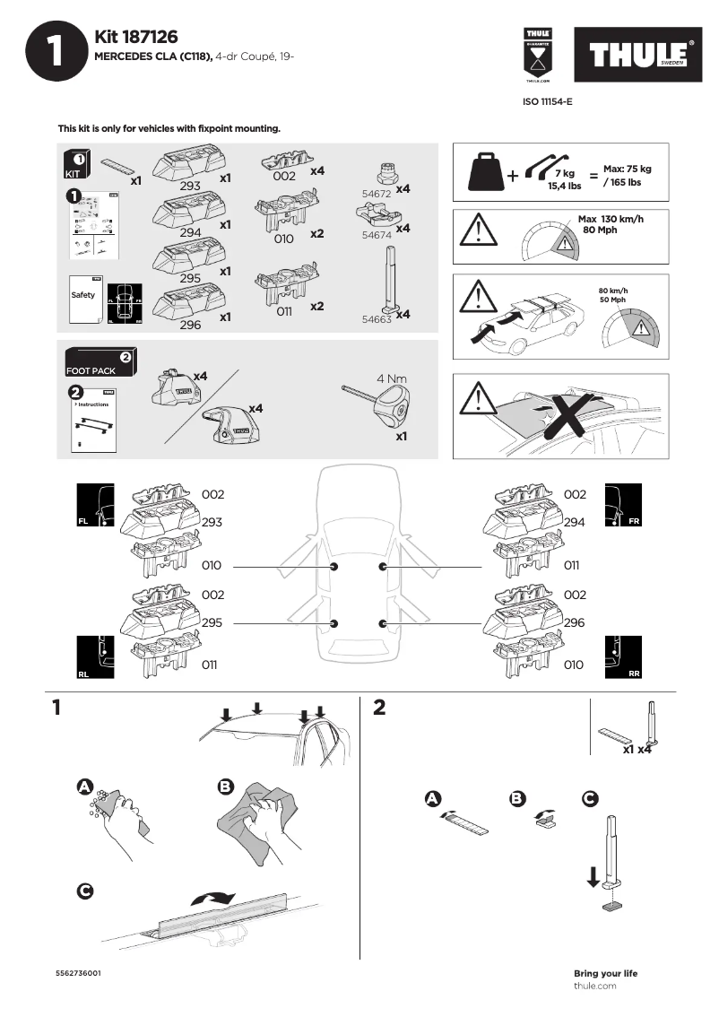 Page 1 de la notice Manuel utilisateur Thule Kit 187126