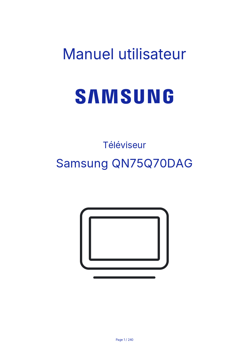 Page 1 de la notice Manuel utilisateur Samsung QN75Q70DAG