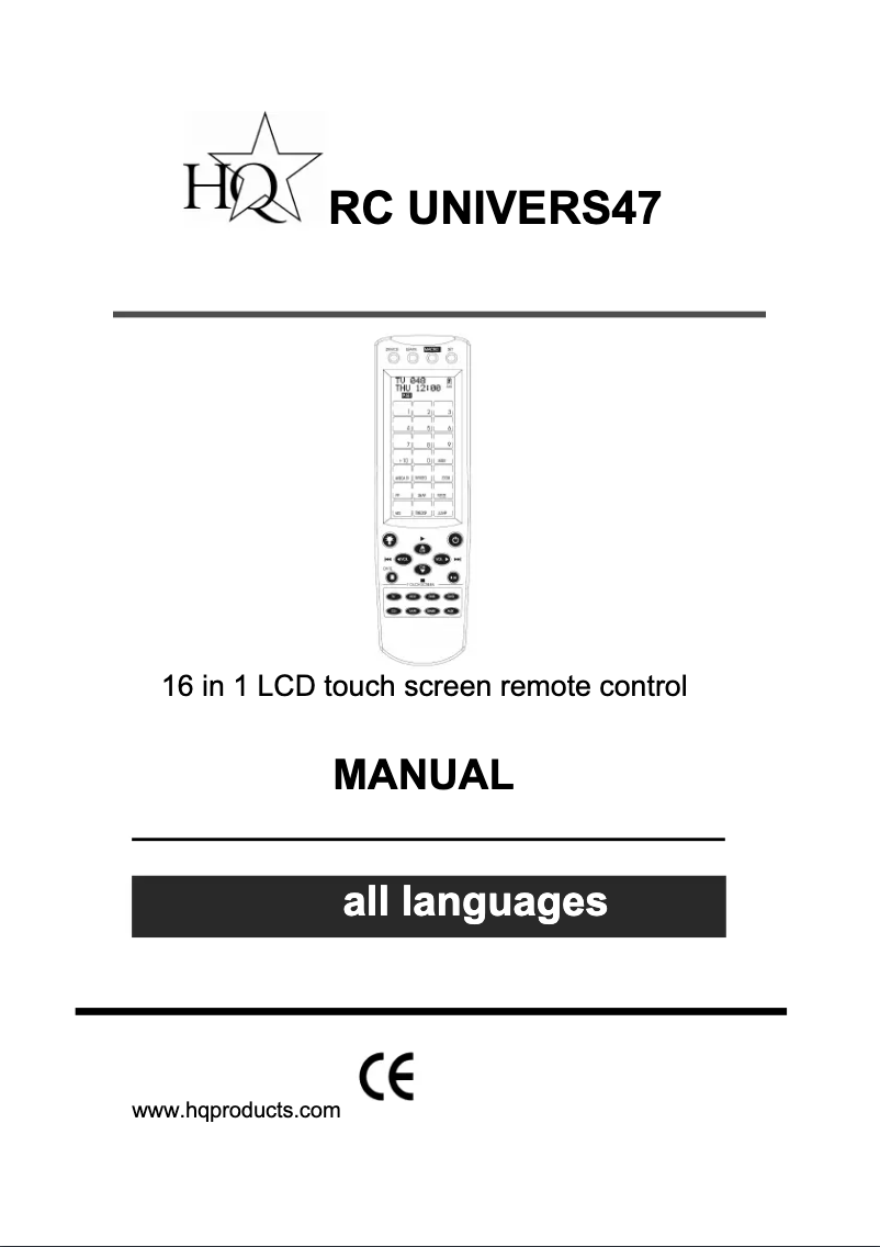 Page n°1 - Manuel utilisateur HQ RC UNIVERS47