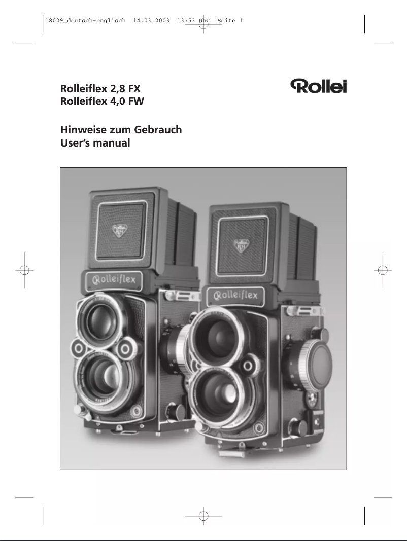 Page n°1 - Manuel utilisateur Rollei flex 2.8 FX