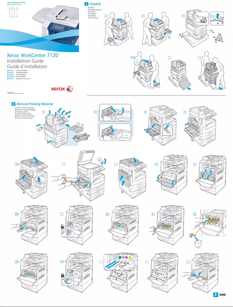 Page 1 de la notice Guide d'installation Xerox WorkCentre 7125