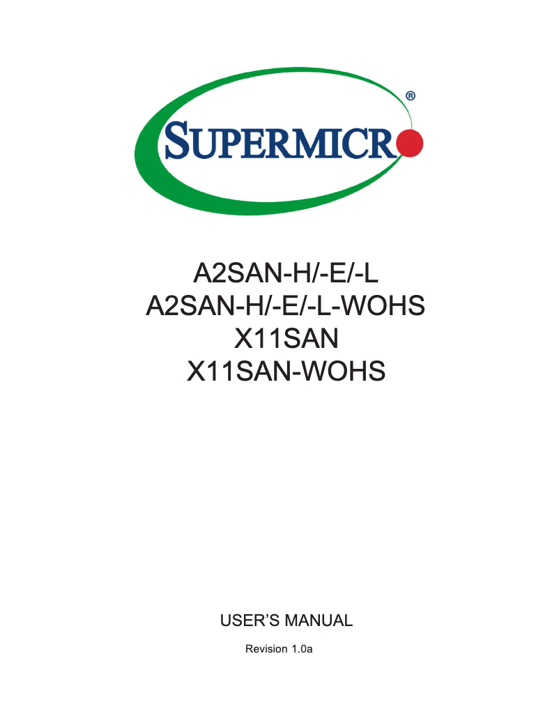 Page 1 de la notice Manuel utilisateur Supermicro A2SAN-E