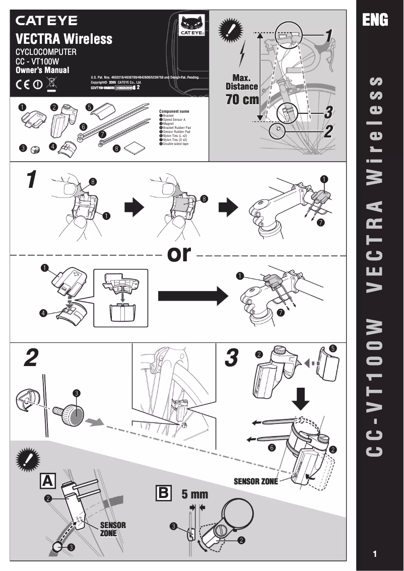 Image de la première page du manuel de l'appareil Vectra CC-VT100W
