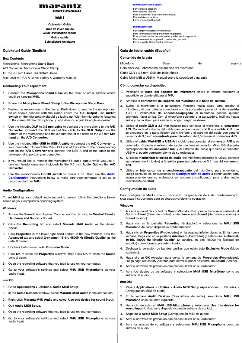 Image de la première page du manuel de l'appareil M4U