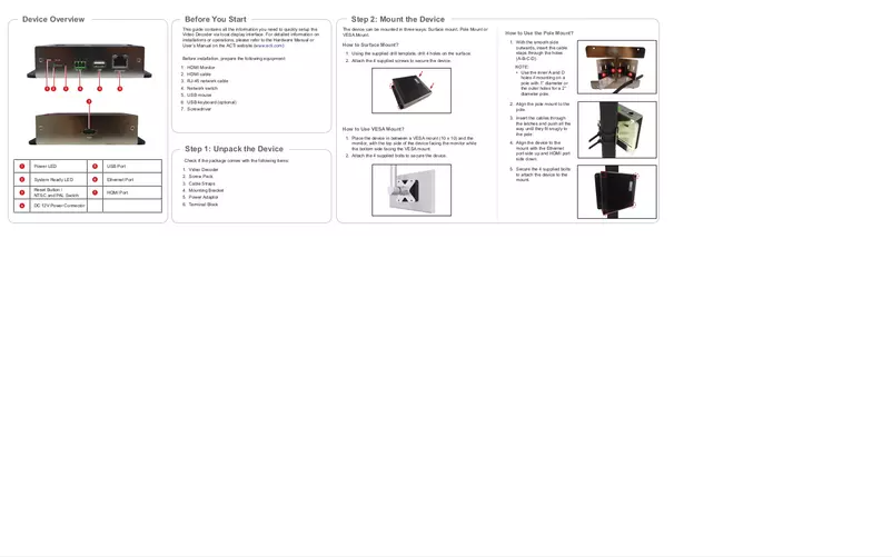 Page n°1 - Guide d'installation ACTi ECD-1100