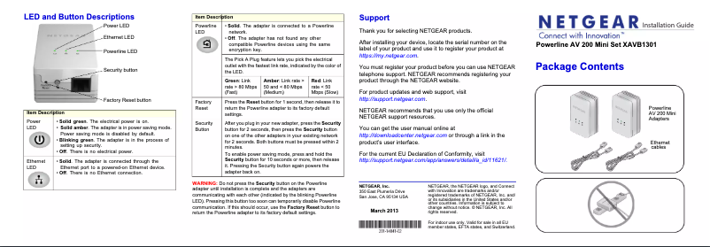 Page 1 de la notice Manuel utilisateur Netgear XAV1301v2