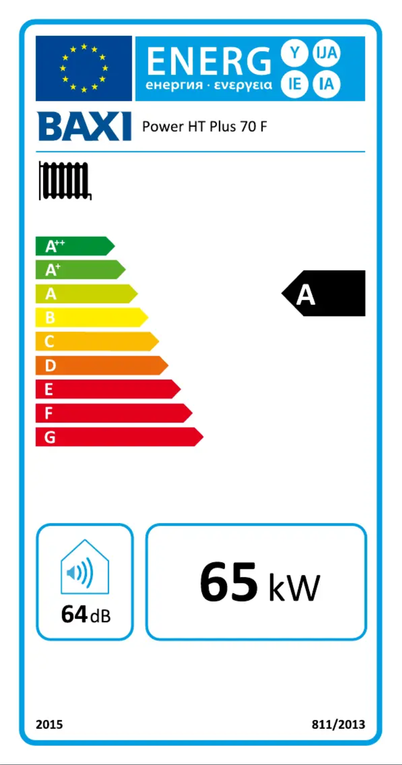 Page 1 de la notice Label énergétique Baxi 70F