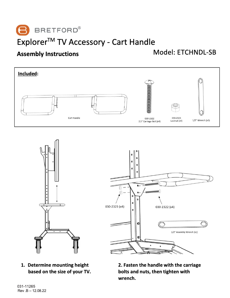 Page 1 de la notice Manuel utilisateur Bretford Explorer ETCHNDL-SB