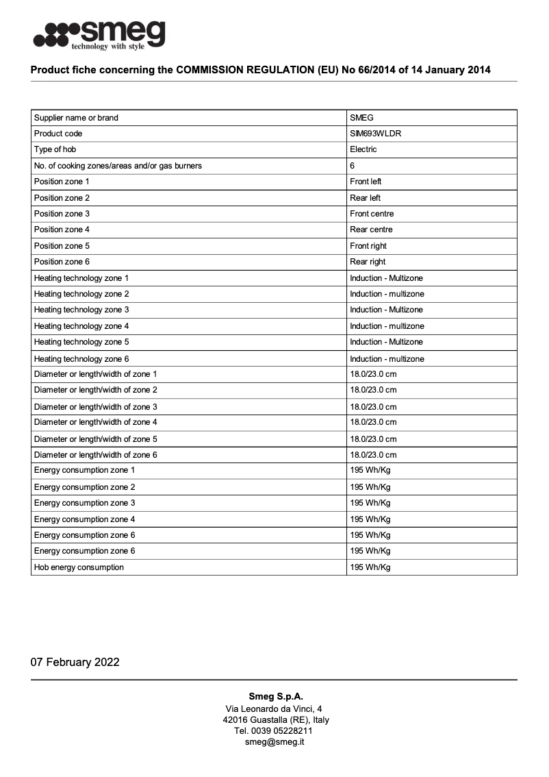 Page 1 de la notice Brochure Smeg SIM693WLDR