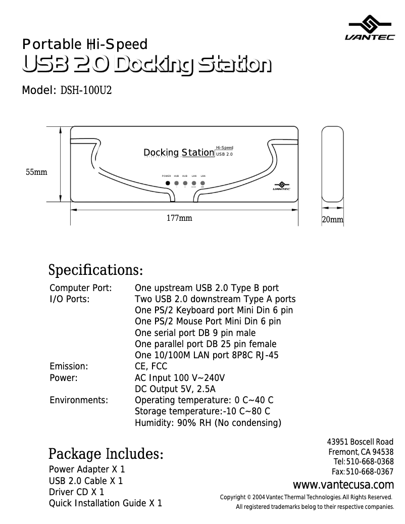 Image de la première page du manuel de l'appareil DSH-100U2